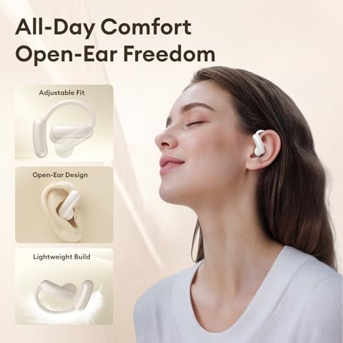Image of PAXA Open Ear Earbuds with Replaceable Batteries, Open Ear Headphones | LED Digital Display Charging Case, Bluetooth 6.0 Over The Ear Earbuds for Running, Work, Walking, SwapBuds M143 White