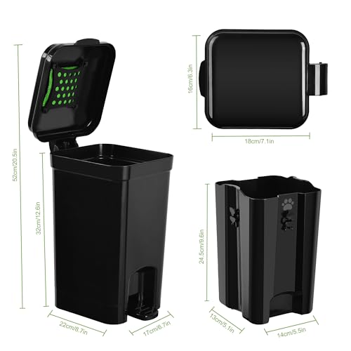 Umtiti Dog Poop Trash Can, All-Black, 5-Liter by Umtiti - Image 3