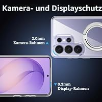 Fitudoos Hülle für Samsung Galaxy S26 Ultra 5G mit 360°Magnetische Ring Ständer Hülle, Robuste PC-Rückseite Case+Stoßfesten TPU-Kante, Anti-Gelb Stoßfeste Handyhülle - Transparent – Ansicht 4