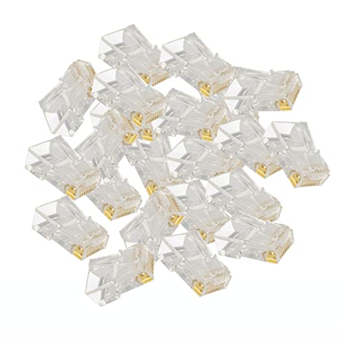 Glac Store® 25 Pezzi Plug Connettori Connettore RJ45 8P8C per Cavi di Rete Cablaggio Cat 5e Cat5 LAN Terminali Interamente Rivestiti in Oro Trasparenti