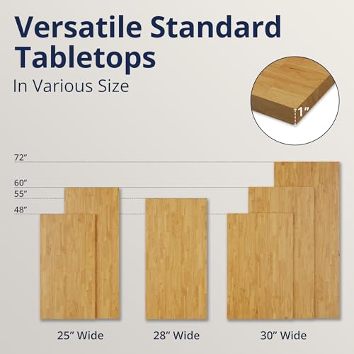 Howizz 60x25 Inch Solid Hevea Wood Table Top with UV Coating – 1 Inch Thick Butcher Block Countertop for Standing Desk, Office Table, Workbench, DIY Furniture Projects, Honey Color - Thumbnail 3