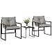 Outsunny 3-teiliges Balkonmöbel Set 2 Sessel mit Tisch, Kissen mit atmungsaktiv Bezug, Gartenmöbel Garten Bistro Set aus Metall, Outdoor Sitzgruppe für Garten Terrasse Grau