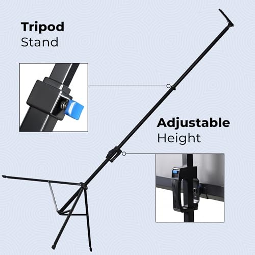 Image of Zebronics Tripod Projector Screen, 213 cm (84 Inch), 4K Support, Adjustable Height, 4:3 Aspect Ratio, 160 Wide Viewing Angle, Matte Finish Screen, Black Backing (PST84B)