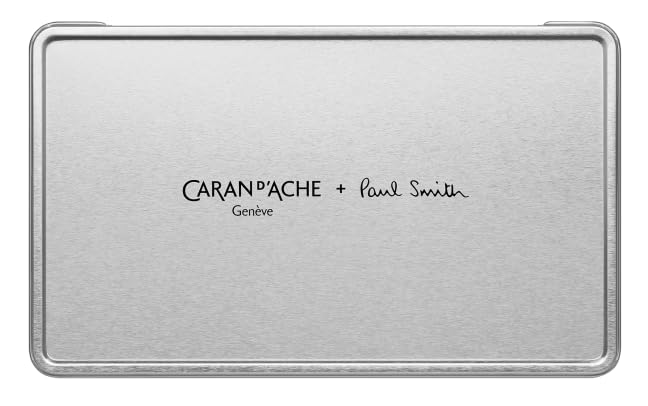 Caran d'Ache Set Kugelschreiber Ecridor Paul Smith Silbergrau & Etui aus Leder Schwarz, 1 Stück