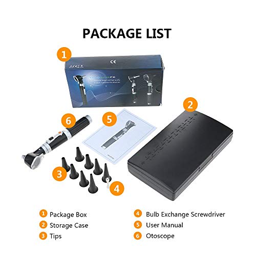 Image of STEPWELL LED Otoscope (White Light) Pocket Scope, with Battery Handle for Medical Professionals (Professional 2)