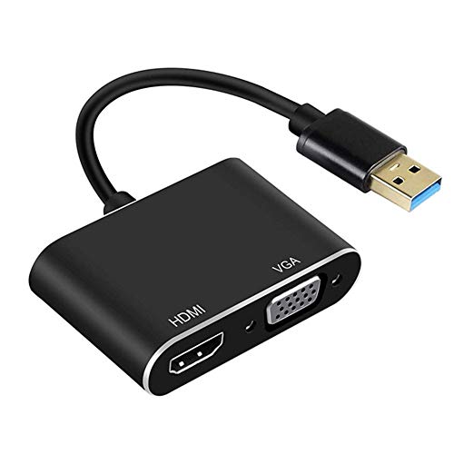 USB 3.0 to HDMI VGA Adapter, AndThere USB to HDMI VGA Adapter 1080P Video Graphics Adapter Converter Cable 5 Gbps SuperSpeed HDMI VGA Converter, Support HDMI VGA Sync Output for Windows 10/8/7 Only.
