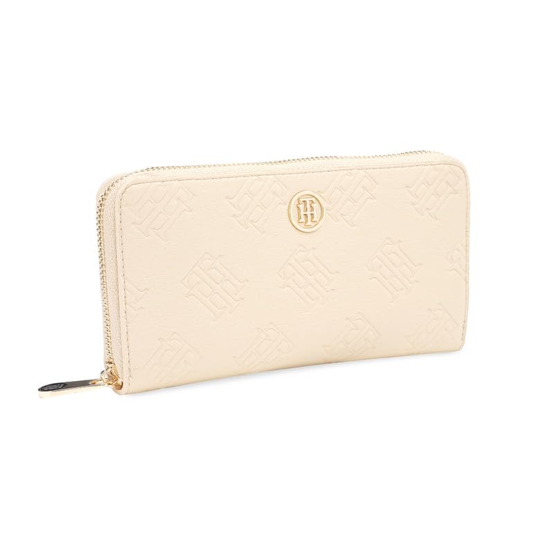 Image of Tommy Hilfiger Women's Zip Around Wallet Monique - Yellow | Embossed Premium PU | | No. of Compartment - 3 | Stylish Clutch for Women