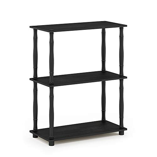 Image of Furinno TURN-N-TUBE Storage Shelves, 3-Tier Book Shelf, Corner Shelf, Toolless Open Shelves, for Organization and Storage, Living Room, Garage, Home Office, Americano
