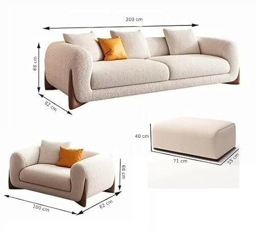 Image of A to Z Furniture Classic Chesterfield Sofa Set Luxury Chesterfield Sofa in for Home Living Room & Office (3+1=4 Seater Sofa with Ottoman Black & Beige)