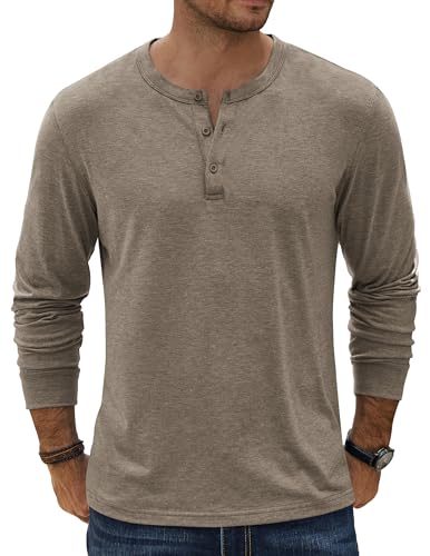 COOFANDY Men's Henley T-Shirt Long Sleeve Casual Lightweight Pullover Shirts Soft Stretch Basic Tees Fall Tops