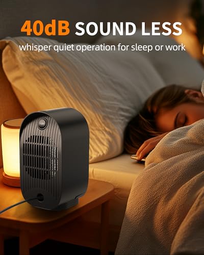 Image of Space Heater, Portable Heater for Indoor Use, Small Electric Heaters with Overheat & Tip-Over Protection, Mini Desk Heaters for Office Bedroom Bathroom, Compact & Efficient Heating, Black