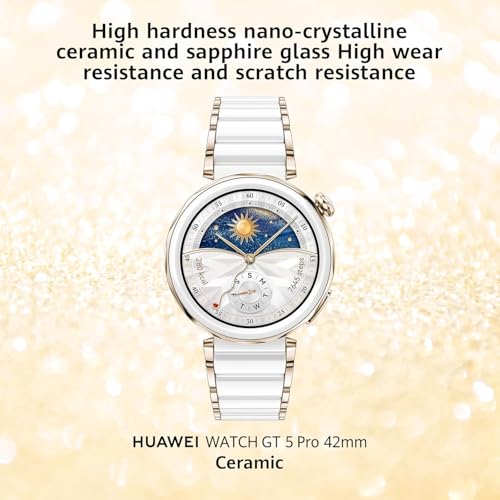 HUAWEI WATCH GT5 Pro 42 mm Smartwatch, Sharp-Edged Design, upto7 Days Battery Life, Pro-level Sports Watch, iOS & Android Compatible, 3 Months HUAWEI Care+, White Ceramic