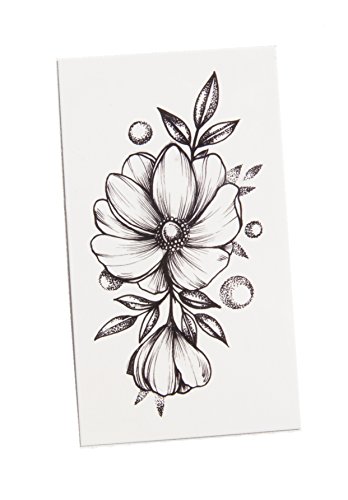 TattooYou Open Bloom Flower Temporary Tattoo - Finest Quality Grayscale Flower Tattoo