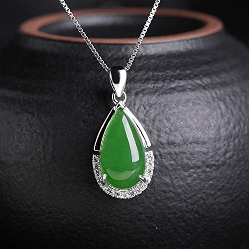 14K Gold Real Natural Jade Teardrop Moissanite Pendant, Ethnic Style Hollow Inlay Design, Elegant Jade Jewelry Gift for Her Happiness - Image 4
