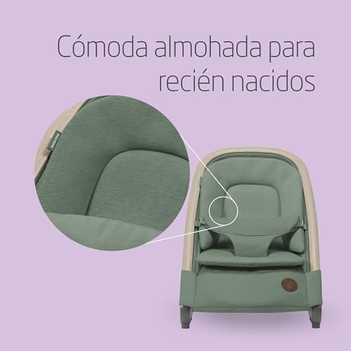 Maxi-Cosi Kori, Hamaca Bebé 2 en 1 con arco de juegos, 0-2 años, máx.15 kg, Balancín bebé, 3 posiciones de reclinación una sola mano, Ligera y compacta, Arnés Easy-in, Eco Care, color Beyond Green