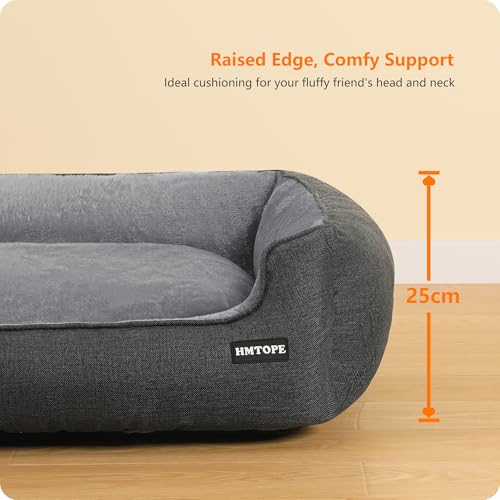 HMTOPE Hundebett, Hundesofa, Hundekissen, Hundekörbchen Abnehmbar und waschbar, Grau Spleißen, 90 x 75 x 25 cm