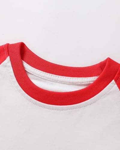 Toddler Girls Boys Valentines T-Shirt Love Heart Dinosaur Tractor Raglan Long Sleeve Tees for Kids 2 to 7 Years3