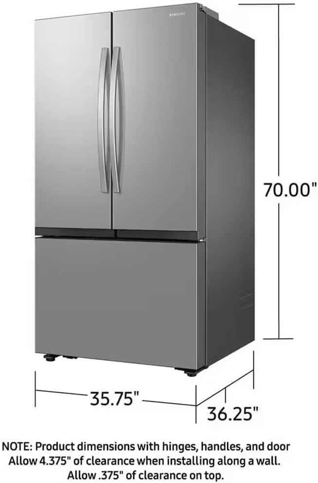 Samsung 32 cu. ft. Mega Capacity 3-Door French Door Refrigerator with Dual Auto Ice Maker, Stainless Steel, RF32CG5100SRAA