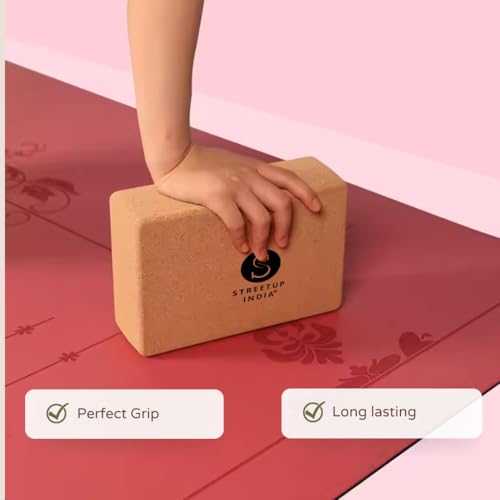 Image of Streetup India Cork Yoga Brick With High Density Cork| Non-Slip Workout Block| Set of 2 (Set of 2 Brick)