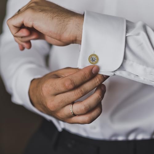 Crystal Cufflinks for Men CZ Cuff Links Sparkle Diamond Gold Ornate Cufflinks for Wedding Groom Best Man2