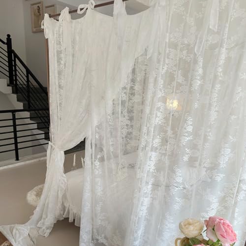 Elegante Spitze Prinzessin Moskitonetz Bettvorhang Baldachin für Mädchen Frauen Hochzeit Schlafzimmer Dekoration (Typ 3-Beige)
