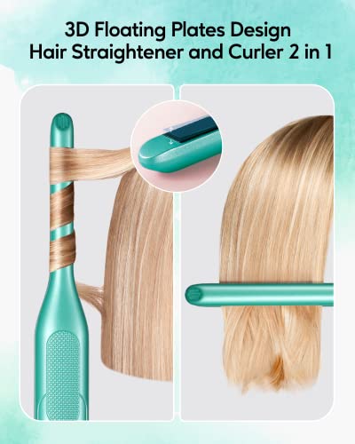 Wavytalk 3/10 Inch Pencil Flat Iron, Mini Hair Straightener For Short Hair, Beard And Pixie Cut, Fast 15-Sec Heating Small Flat Iron With Adjustable Temp Settings & Dual Voltage, Green #TOP3