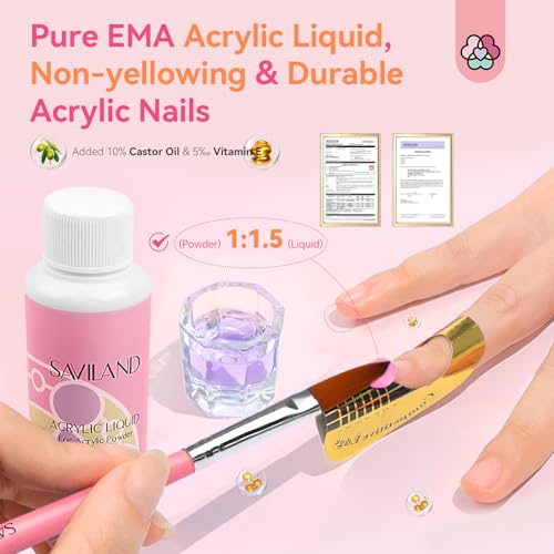 SAVILAND Acrylic Nail Kit with Drill: Professional Nail Kit Acrylic Set for Beginners with Everything Gel Polish U V Light Decorations for Home Salon Gift Set4