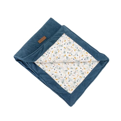 DOMIVA - COUVERTURE DOUBLE FACE 75 x 100 cm INDIGO AU FIL DE L'EAU