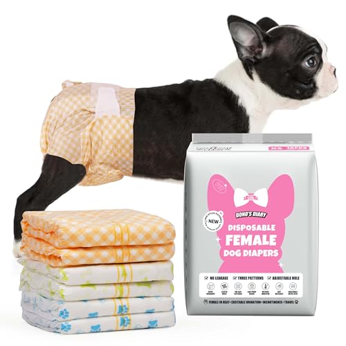 Image of Dono Dog and Cat Diapers Female-60PCS, Disposable Female Dog Period Diaper for Heat with Wetness Indicator, Super Absorbent Doggie Puppy Diapers Female for XXS,Small Medium Large Dogs