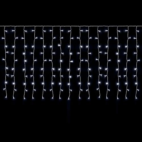SALCAR Tenda luminosa a LED per finestre, 6 x 1 m, con 300 LED, per interni ed esterni, Natale, illuminazione natalizia da appendere con 8 modalità, timer e funzione memoria, luce bianca fredda
