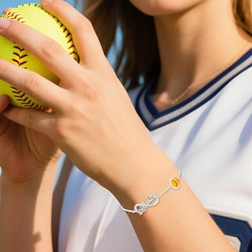 Image of Softball /Volleyball /Soccer /Basketball Bracelet for Girls Teen Women,14K Gold Plated Infinity Charm Link Bracelet Sports Accessories Jewelry Gifts for Lovers Players Team Coach