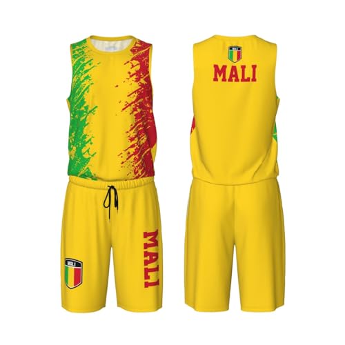Mali Flag Grain (1) Basketball Jersey Uniform Suit for Men Adults Training Athletic Set