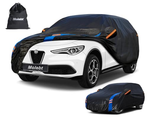 Image of Custom Fit SUV Car Cover for Alfa Romeo Stelvio (2017-2026), Upgraded Waterproof All Weather Outdoor Auto Cover with Driver Door Zipper & Mirror Pockets, UV /Snow /Dust Protection