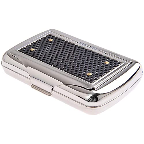 oUyOo Caja De Tabaco De Metal, Pitillera Especial Portátil, Lata De Tabaco con Soporte De Papel De Acero Inoxidable (Plata, 10X7x2cm)