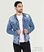 X RAY Mens Denim Jacket, Washed Ripped Distressed Flex Stretch Casual Trucker Biker Jeans Jacket for Men, Medium Blue - Ripped, Medium