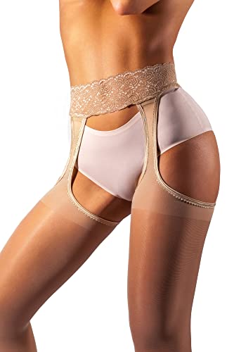 image for sofsy Suspender Tights for Women [Made in Italy] Crotchless Pantyhose 