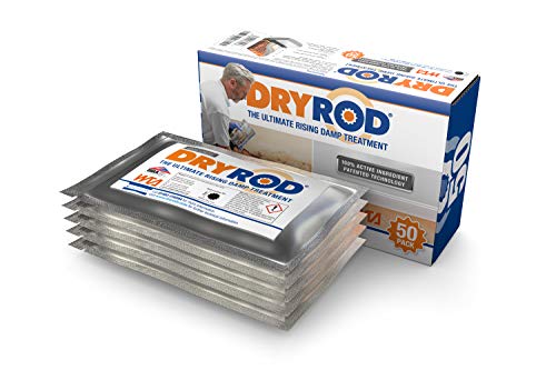 Dryrod Damp Proofing Rods (50 Pack) - BBA-Approved Rising Damp Treatment, Stronger Than DPC Injection Creams. Coverage 6m