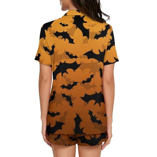Image of Women's Short Sleeve Sleepwear Pajamas Nightwear with Pockets | skin-friendly breathable material resists pilling fading and deformation after repeated washing