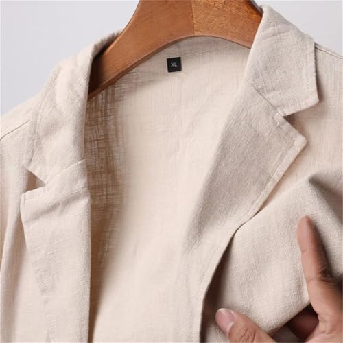 Men's Cotton Linen Blazer Solid Color Long Sleeve Lapel buttons Business Casual Suit Jackets2