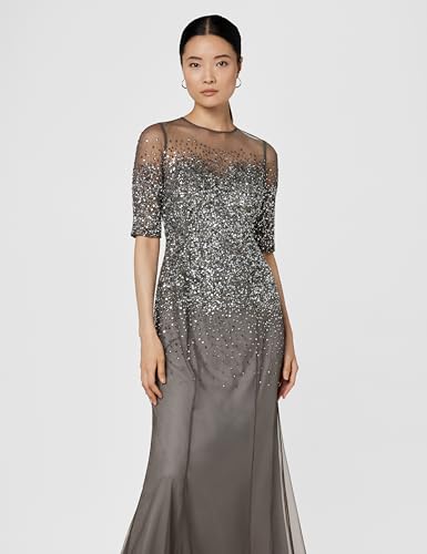 Adrianna Papell Women's Plus Size Beaded Illusion Gown4