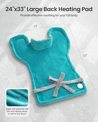 Image of RENPHO Heating Pad for Back, Mothers Day Gifts for Mom & Birthday Gifts for Men Women, FSA Eligible & HSA Store, Weighted Electric Heat Pad for Neck and Shoulder, ETL Certified, 24 inchx33 inch, Gray Green