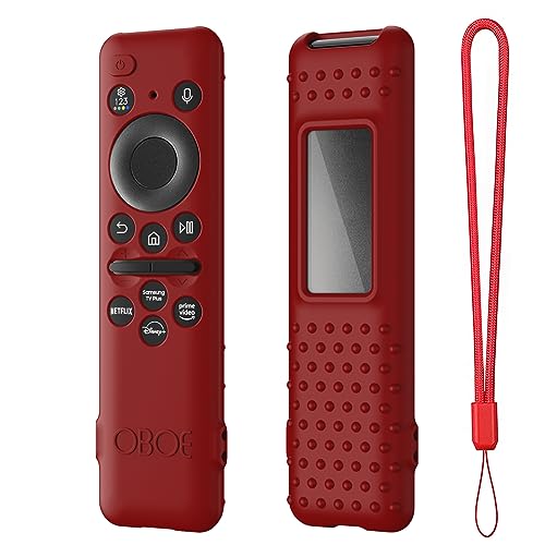 Image of Oboe Silicone Tv Remote Cover Compatible with Samsung Smart Tv Remote 2023 Model TM-2360 E Remote Protective Open Key Case with Lanyard (E-Wine Red) [REMOTE NOT INCLUDED]
