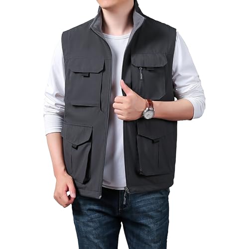 Gilet de voyage pour homme DGKaxiyaHM à poches multiples veste cargo
