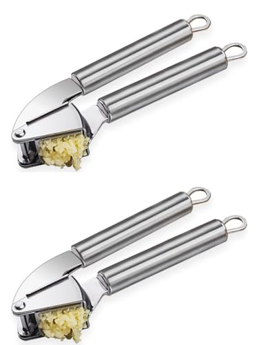 ニンニクプレス、304ステンレス鋼、皮むき、実用的、ペースト作り、家庭用、高速、省力化、業務用、攪拌、ニンニクパウンダー(2個パック) (スタイル1)