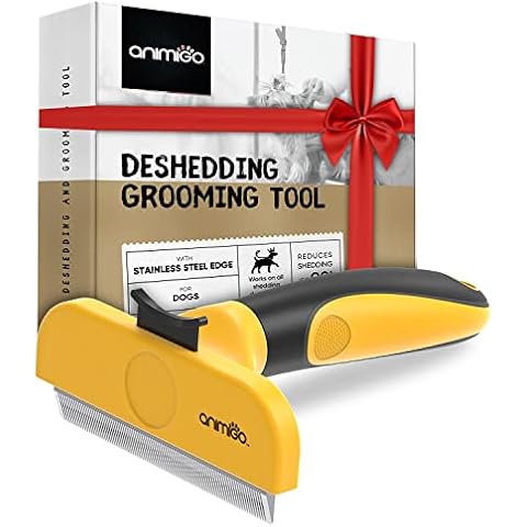 Grooming & Deshedding Brush With Self-Cleaning Button - Promotes Circulation & New Coat - No-Pull, Gentle Dog Deshedding Comb - Durable Dog Grooming Brush - Rust-proof, Non-slip Slicker Dog Brush Cover