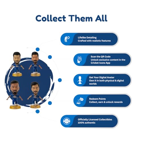 Image of Action Figure, IPL Edition 360 Rotatable Head, Cricket Player for Fans & Collectors (3 Inch Mumbai Indians Pack of 4)