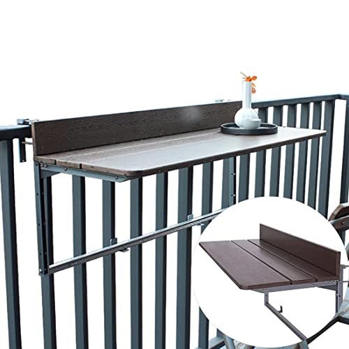 Mesa de bar de balcón de altura ajustable, mesa auxiliar plegable que ahorra espacio para barandillas, terraza y patio, extensión compacta de encimera para espacios pequeños