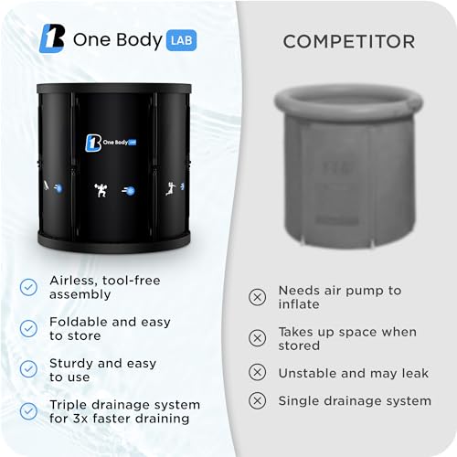 One Body Lab Portable Ice Bath Tub for Athletes - Heavy Duty Cold Plunge Tub Outdoor Designed for Effortless Setup - Leakproof Ice Baths at Home, Cold Water Plunge Tub for Recovery and Improved Sleep - Thumbnail 3