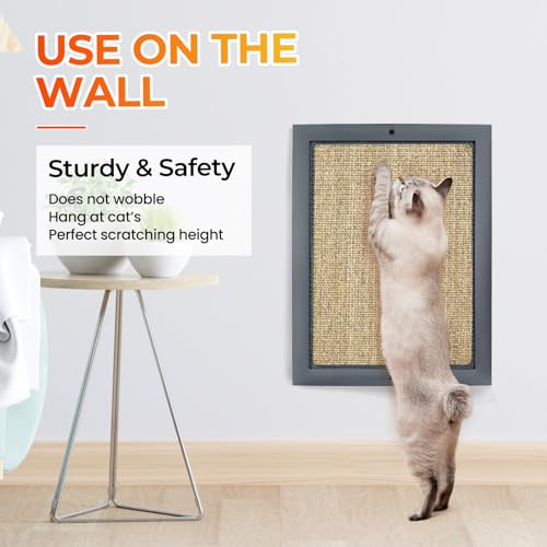 Rascador de gato de sisal y madera natural gris miniatura 4