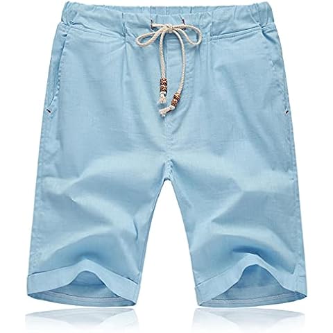 JustSun Kurze Hosen Herren Shorts Sommer Leinen Baumwolle Cover